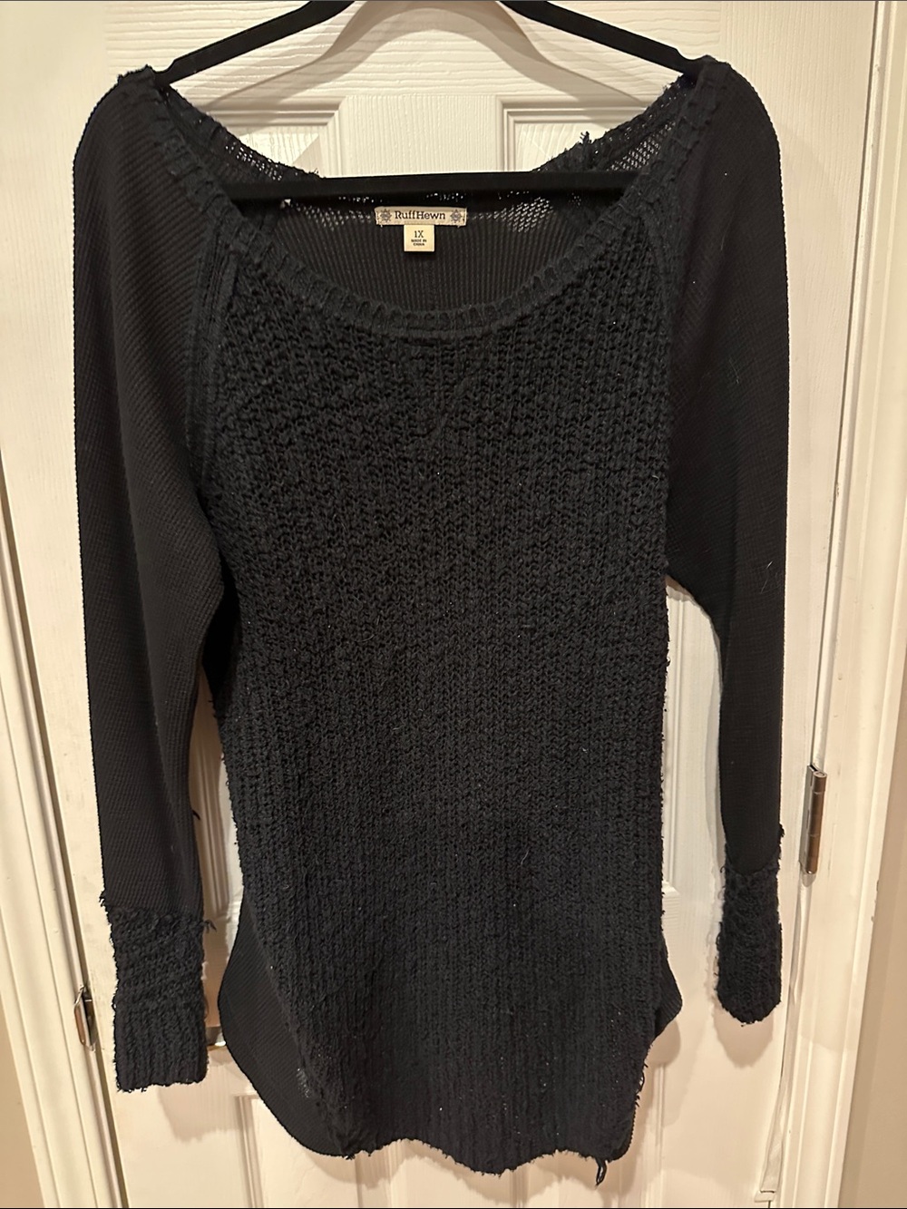 Ruff Hewn Black Knit Cowl-Neck Sweater